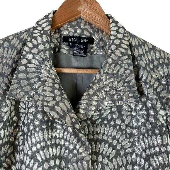 ETCETERA Metallic Floral Jacquard Blazer Jacket in Silver & Grey, Size‎ 8 - Picture 2 of 12